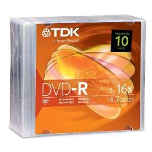  TDK Systems 10PK DVD R 4.7GB 16X BRANDED W/ SLIM JC ( DVD 