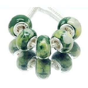   Sterling Silver Ceramic Bead Charm for Bracelet or Necklace (2) Pieces