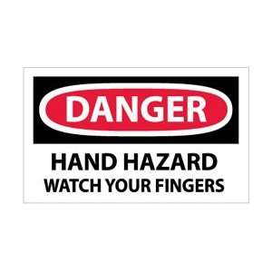 D141AP   Danger, Hand Hazard Watch Your Fingers, 3 X 5, Pressure 