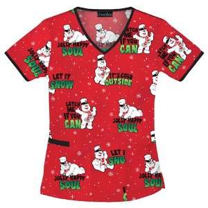  Frosty The Snowman Scrub Top Jolly Happy Frosty