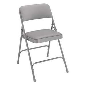  Premium Vinyl Upholstered Folding Chair   Gray Vinyl/Gray 