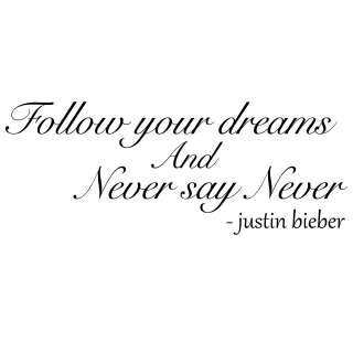 Justin Beiber Never Say Never Quote Wall Stickers / Wall Decals 