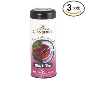 The Tea Nation Round Black Tea Bags, Cranberry, 50 Count (Pack of 3 
