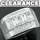   Sterling Silver Iced Out Baguette Bling CZ Hip Hop Band Ring Size 8/11