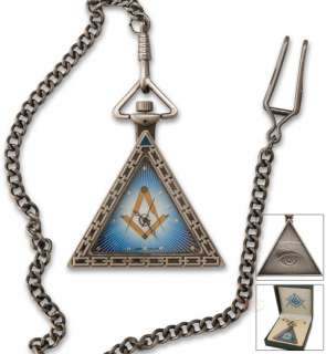   Watch Unusual Triangle Seeing Eye w Keeper Chain Gift Box  