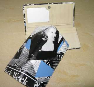   Leather Marilyn Monroe Newspaper style Clutch Wallet Coin Pures  