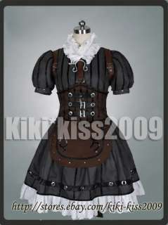 Gothic Lolita Punk Gray Dress Alice Madness Returns Cosplay Custom 