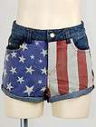 Celeb US USA American Flag Printed Low Rise Denim Jeans Shorts Hot 