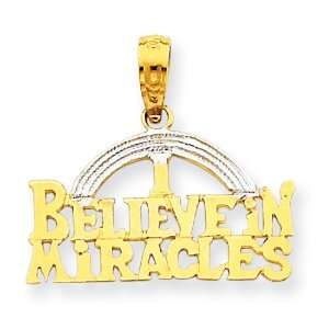  14k and Rhodium I Believe In Miracles Pendant West Coast 