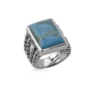 Womens Natural Turquoise Ring in Sterling Silver   Size 7 