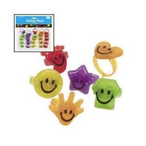  Glitter Smile Face Rings (4 dz) Toys & Games