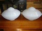 RARE (2) MID CENTURY~ATOMIC~SPACE AGE~GLASS CEILING LIGHT SHADES 