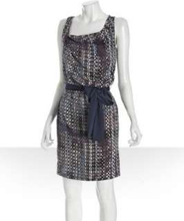 Marc New York dusk abstract print jersey solid back belted dress 