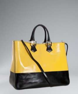 style #313829501 yellow colorblock natural leather Twins shopping 