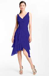 by Tadashi V Neck Tiered Ruffle Skirt Chiffon Dress $138.00
