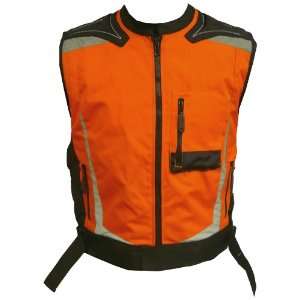 Mens Orange Nylon Textile Reflective Safety Vest   Leatherbull (Free U 