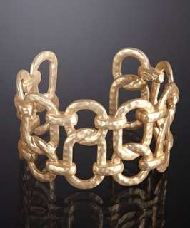 Kenneth Jay Lane gold hammered chain link cuff  