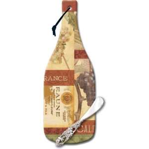 CounterArt Wine Valley Wine Bottle Shaped 12 1/2 Inch Glass Cheese 