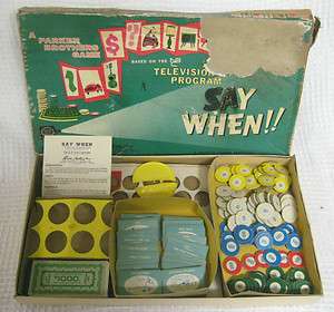   SAY WHEN Board Game Parker Brothers Television Goodson Todman  