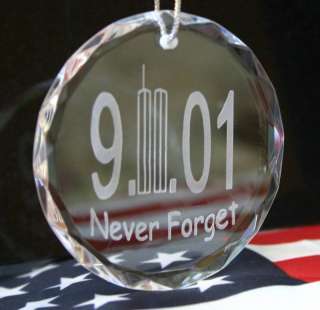 911 9 11 9/11 NEVER FORGET CRYSTAL ORNAMENT REMEMBER  