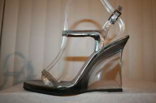 GUCCI Women Lucite Wedge Strappy Heel Disco Shoes Sz 8  