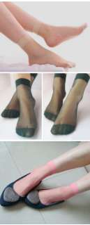 Women Short Silk Socks Stockings Middle Socks Beige  