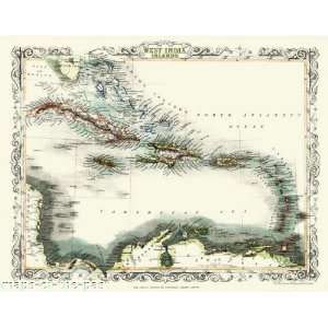  WEST INDIES ISLANDS (CUBA/CARIBBEAN ISL.) MAP BY THE 