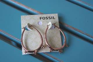 NWT FOSSIL BRAND ROSE GOLD OBLONG NUGGET HOOP EARRINGS  
