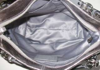 Coach Brooke Pewter Silver Metallic Leather Hobo Bag Purse Shoulder 
