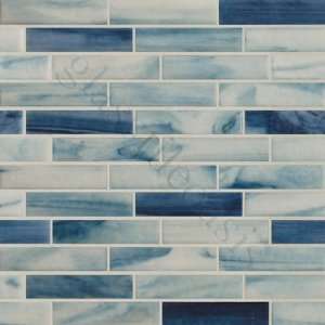  Clouds 1 x 4 Blue Bathroom Glossy Glass Tile   17740 