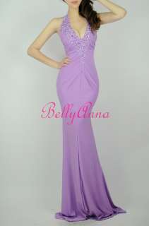   Neck Prom Party Evening Gown Fitted Bridesmaid Long Maxi Dress  