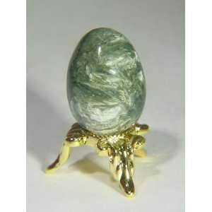   Seraphinite Mini Egg with Stand Lapidary Carving 
