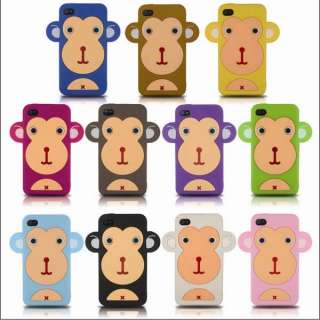 1x Cute 3D Monkey Designs Cartoon Silicone Cover Case for Apple iPhone 