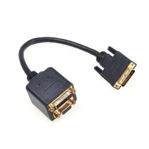  Black DVI D to DVI I VGA Video Y Splitter M F Cable 