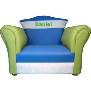 Supreme Leatherette Childrens Chair Blue, Green and White  