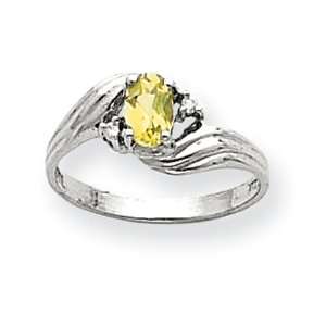    14k White Gold Peridot & .03ct Diamond Birthstone Ring Jewelry