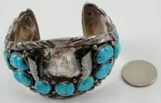Southwestern Navajo Turquoise 925 Silver Cuff Watchband  