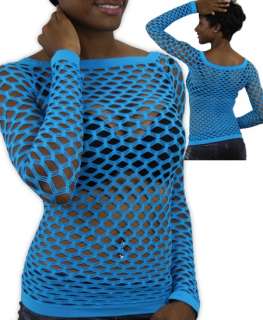   Long Sleeve Fishnet Shirt Women Tops Blouse GoGo Dance Wear Pick Color