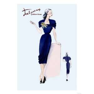  Royal Blue Dress with Corsage Giclee Poster Print, 24x32 