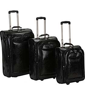 Crocodile 3 Piece Luggage Set Black