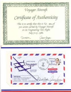 1986 Voyager Test Flight Cover Signed by Crew  185/500  
