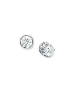Diamond Earrings, 14k White Gold Diamond Spiral Bezel Stud Earrings (1 