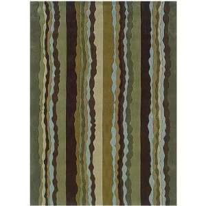   Area Rug Striped Design in Green and Spa Blue