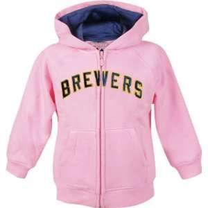  Milwaukee Brewers  Girls 4 6X  Pink Zip Front Hooded 