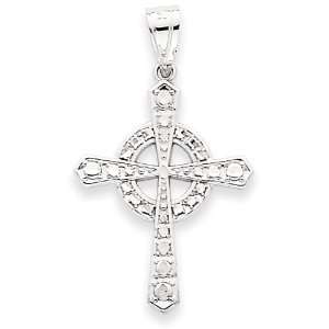  14k White Gold Celtic Cross Pendant Jewelry