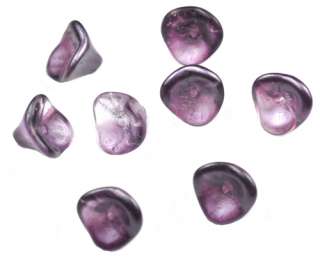 12 Satin Lavender Three Petal Glass Flower Beads 12MM  