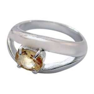  Silver Prong set Genuine oval Citrine Ring S7 Jewelry