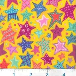  42 Wide Flannel Fabric Funtime Brights Fun Stars Yellow 