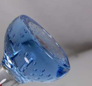 VTG Art Glass Sky Blue Controlled Bubble Bud Vase  