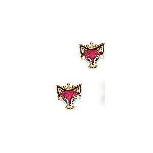 Betsey Johnson Red Royal Princess Fox Earrings